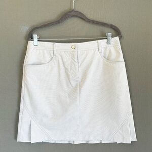 NVO by Lancetot Size 6 Gray & White Gingham Back Pleat Skirt Stretch Golf Skort